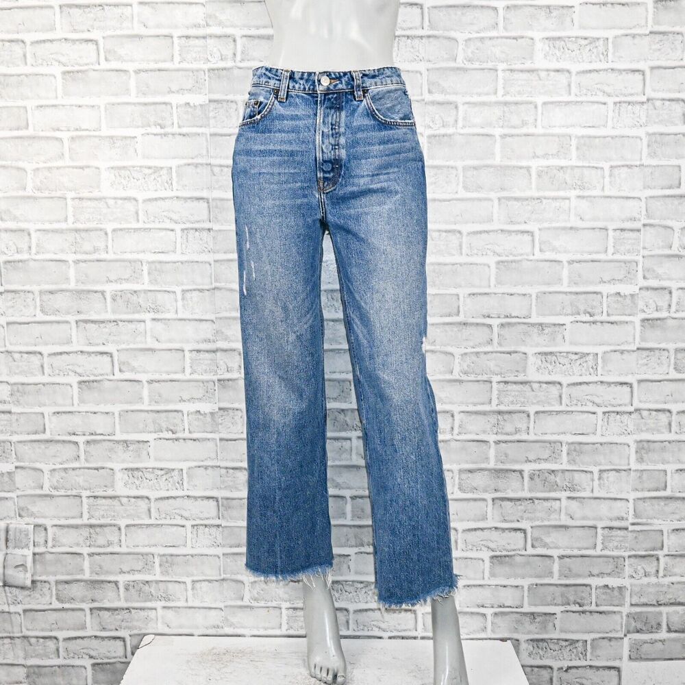 REFORMATION High-Rise Wide leg FAWCETT Jeans distressed Celtic 27
